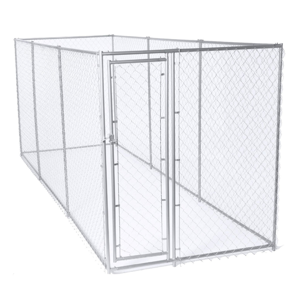 Lucky Dog 10' x 10' Chain Link Dog Kennel (2 Pack) & Waterproof Roof Cover - 174393