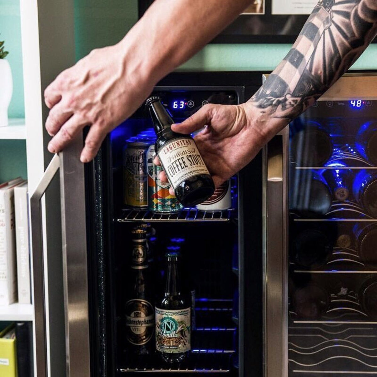 Newair - 24” 18-Bottle/58 Can Dual-Zone French Door Wine & Beverage Center (AWB-360DB)