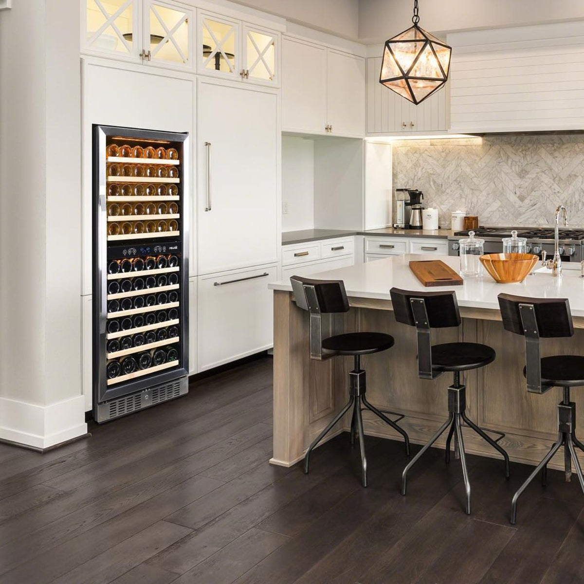 Newair - 27” 116-Bottle Dual-Zone Built-in Stainless Steel Wine Cooler (AWR-1160DB)