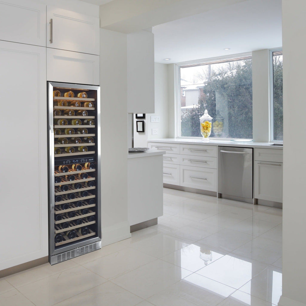 Newair - 27” 160-Bottle Dual-Zone Built-in/Freestanding Stainless Steel Wine Fridge (AWR-1600DB) - w/ Smooth Rolling Shelves