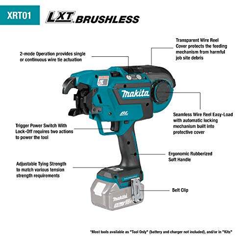 Makita XRT01TK 18V LXT Lithium-Ion Brushless Cordless Rebar Tying Tool Kit (5.0Ah)