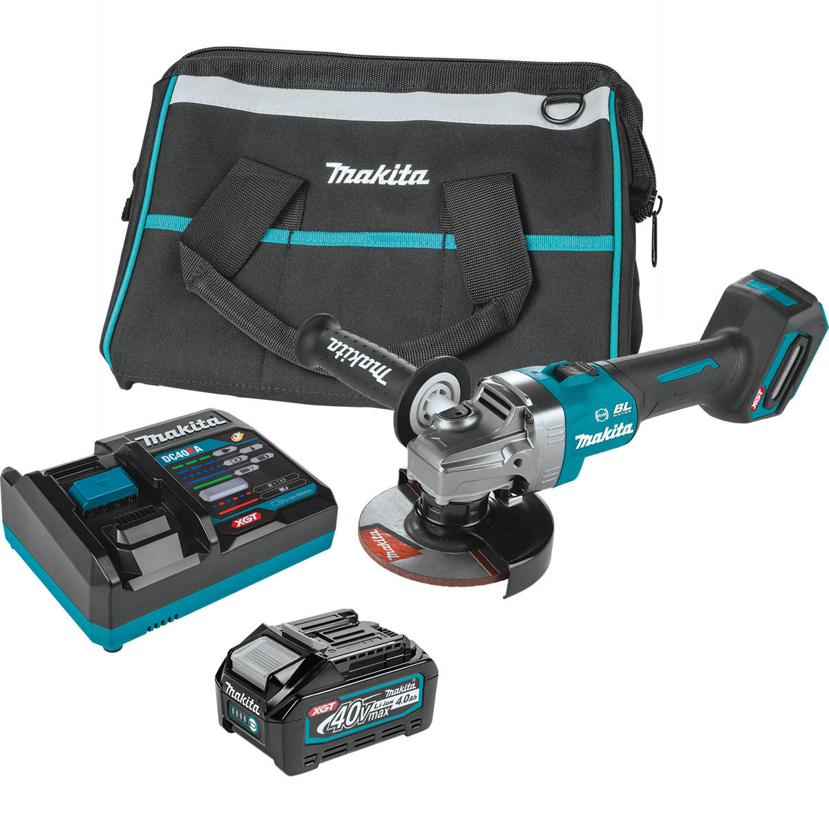 Makita 40V Max XGT Brushless Cordless 4‑1/2” / 5" Angle Grinder Kit, with Electric Brake (4.0Ah) - GAG01M1