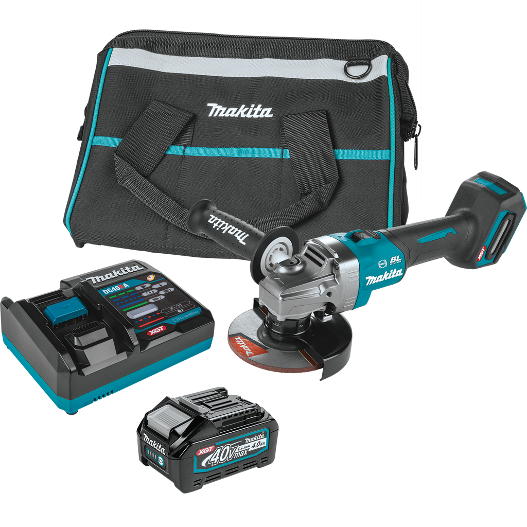 MAKITA (GAG01M1) 40V Max XGT Brushless Cordless 4‑1/2” / 5" Angle Grinder Kit, with Electric Brake (4.0Ah) - GAG01M1