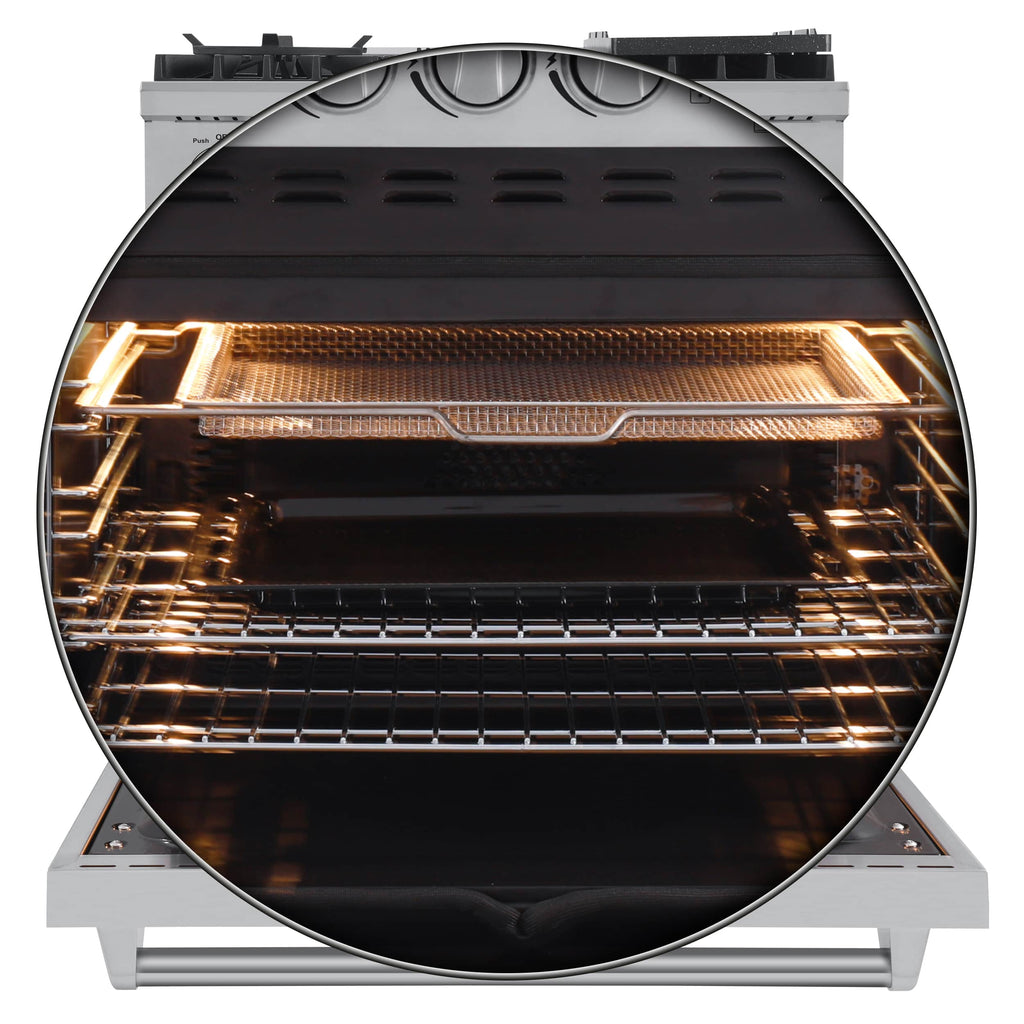 Forno 3-Piece Appliance Package - 30-Inch Gas Range with Air Fryer, French Door Refrigerator, and Dishwasher in Stainless Steel - AP3-6276-30