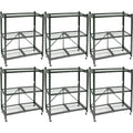 Origami R3 Foldable 3-Tiered Shelf Storage Rack & Wheels, Pewter (6 Pack) - 253009