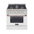 Kucht Professional 30" 4.2 cu ft. Propane Gas Range in White with Rose Gold Accents, KNG301/LP-W-ROSE - KNG301/LP-W-ROSE