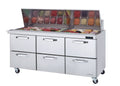 Blue Air BLMT72-D6-HC | 72" Wide 6 Drawer Mega Top Sandwich Prep Table - BLMT72-D6-HC