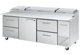 Blue Air BAPP93-D4LR-HC | 93" Wide 4 Drawer Pizza Prep Table - BAPP93-D4LR-HC