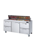 Blue Air BLPT72-D4RL-HC | 72" Wide 4 Drawer Sandwich Prep Table - BLPT72-D4RL-HC