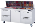 Blue Air BLMT72-D4RL-HC | 72" Wide 4 Drawer Mega Top Sandwich Prep Table - BLMT72-D4RL-HC