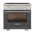 Kucht Professional 36" 5.2 cu. ft. Propane Gas Range in Cement Gray with True Simmer Burners, KFX3600X/LP-GY - KFX3600X/LP-GY