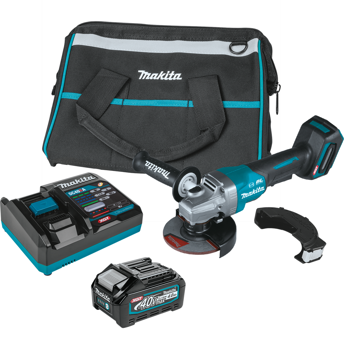 Makita 40V Max XGT Brushless Lithium-Ion 4-1/2 in./5 in. Cordless Paddle Switch Angle Grinder Kit with Electric Brake (4 Ah) - GAG03M1