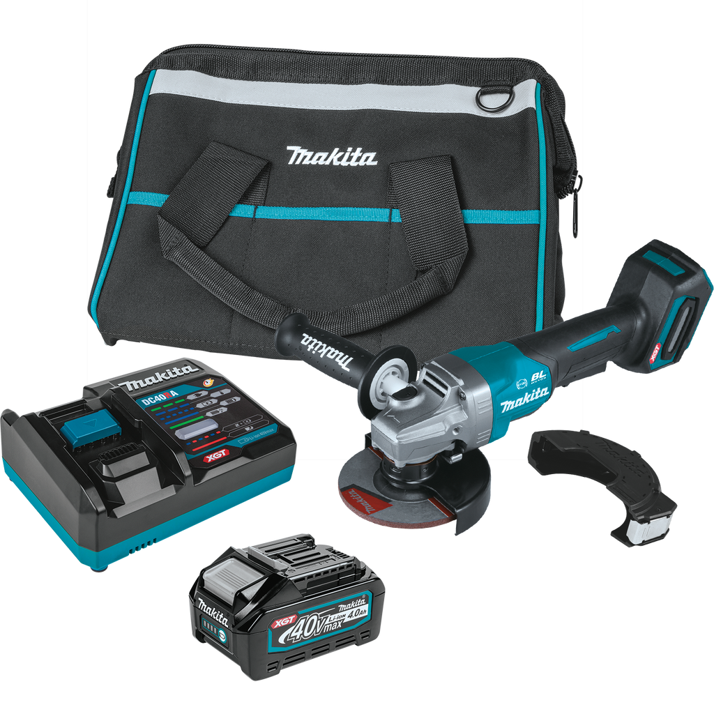 Makita 40V Max XGT Brushless Lithium-Ion 4-1/2 in./5 in. Cordless Paddle Switch Angle Grinder Kit with Electric Brake (4 Ah) - GAG03M1
