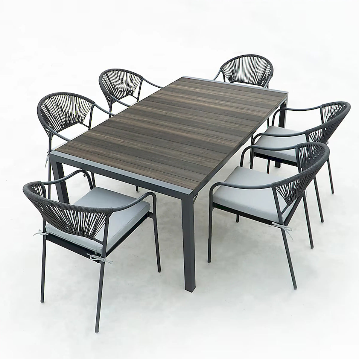 Deko Living 6 Piece Seating Black Outdoor Patio Dining Chairs and Table Set  - COP30803