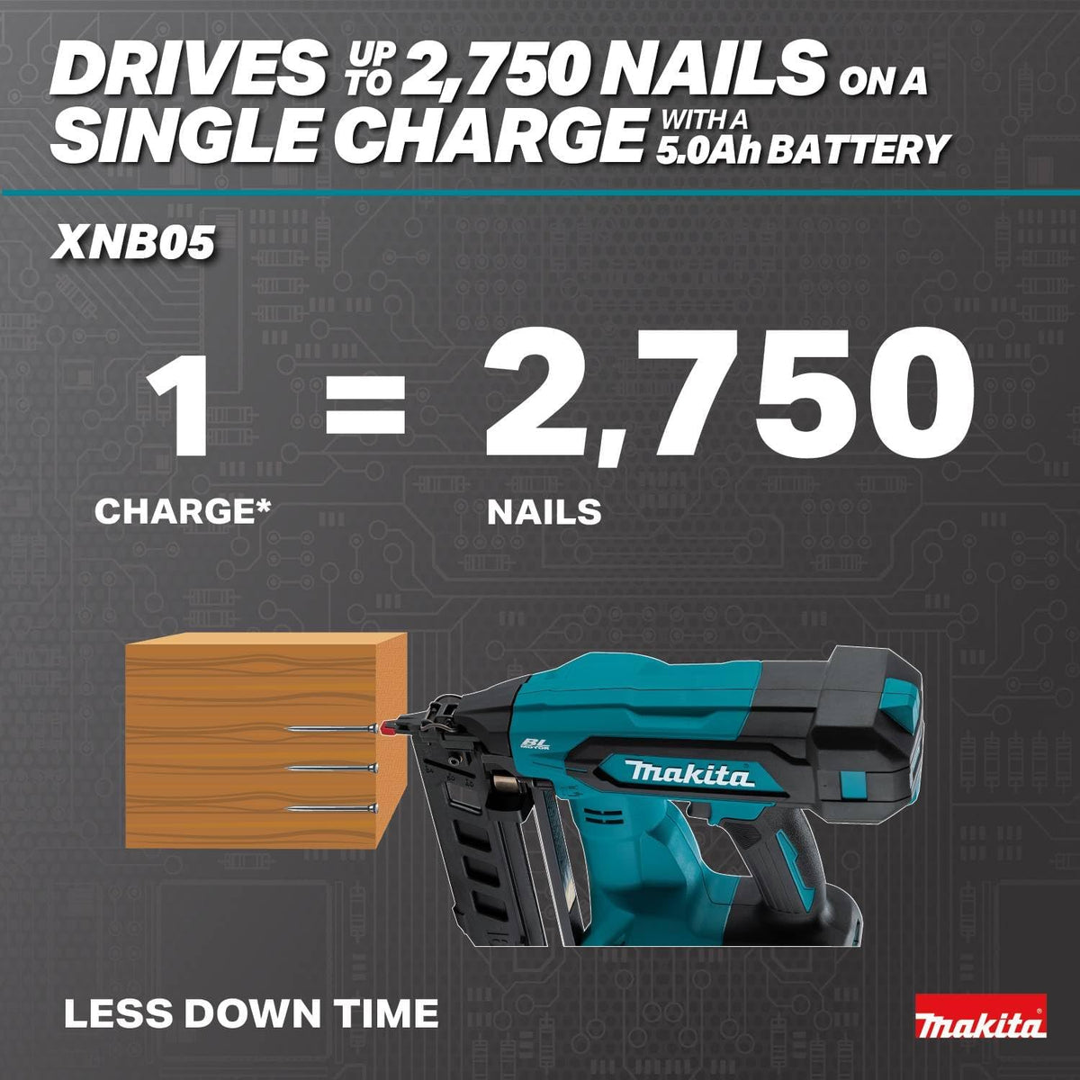 Makita 18V LXT Lithium-Ion Brushless Cordless 2-1/2" Straight Finish Nailer, 16 Ga. (Tool Only) - XNB05Z
