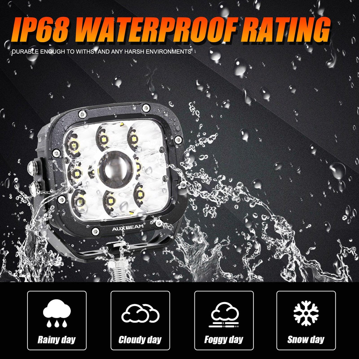 Auxbeam 6Pcs 5 Inch 110W White/Amber LED Pods Lights with Power Harness - GP00011283