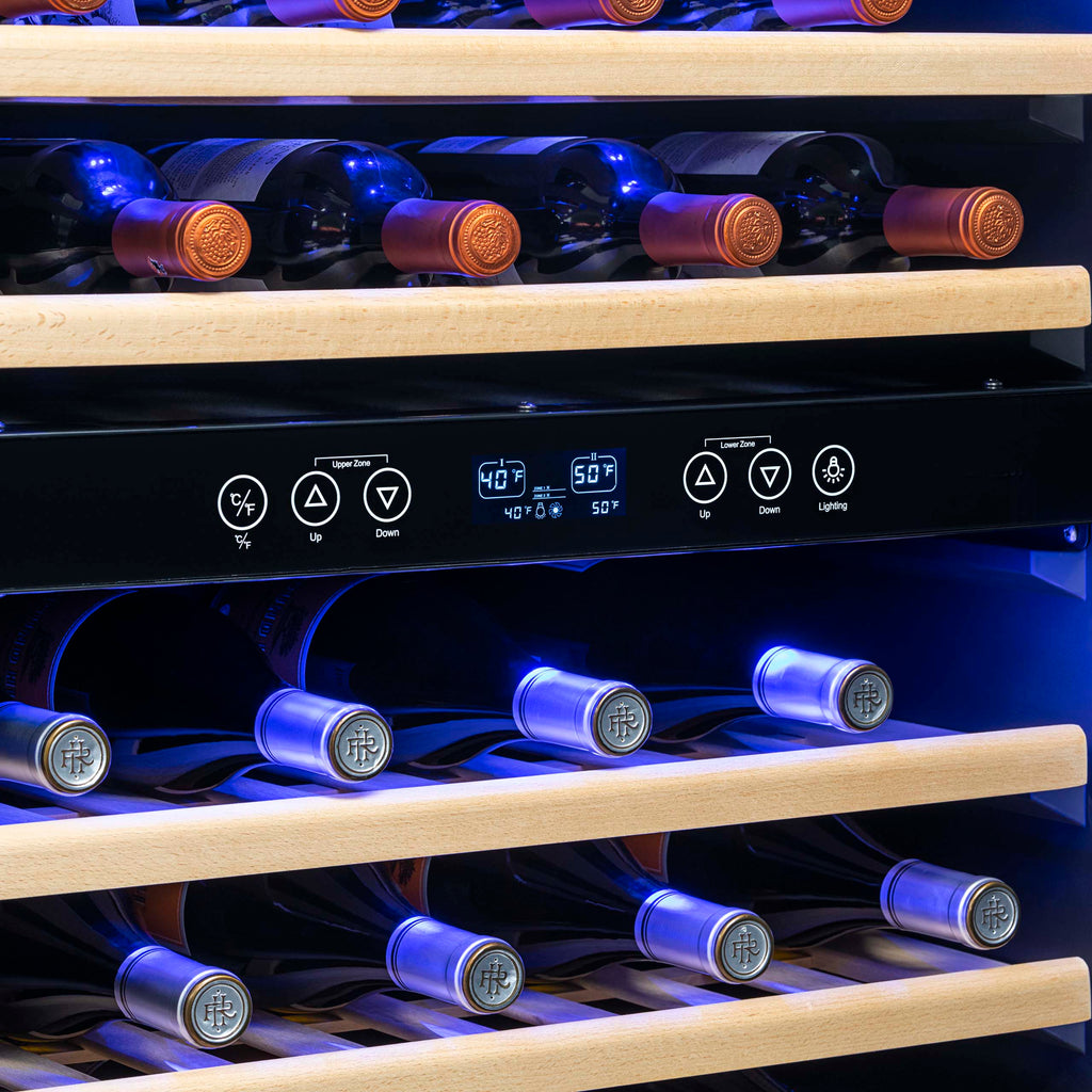 Newair - 24” 46-Bottle Dual-Zone Built-in/Freestanding Black Stainless Steel Wine Fridge (NWC046BS00)