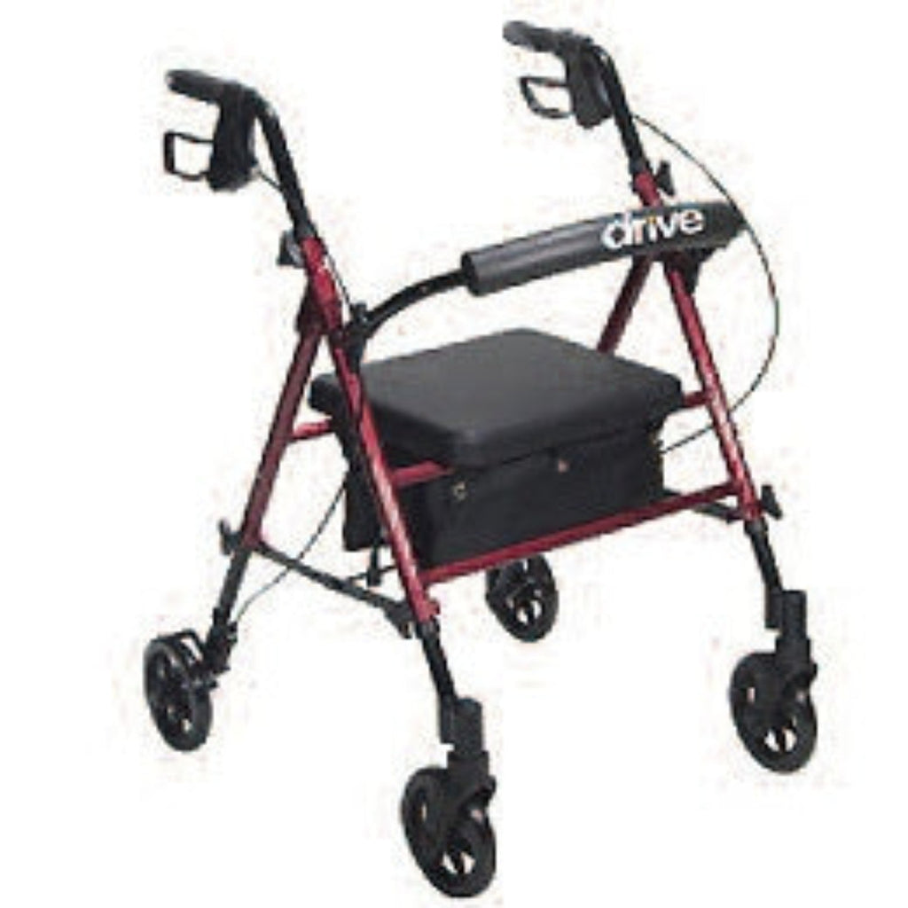 Patterson Medical- 4 Wheel Rollator Red Adjustable Height / Folding Aluminum Frame - 081576974