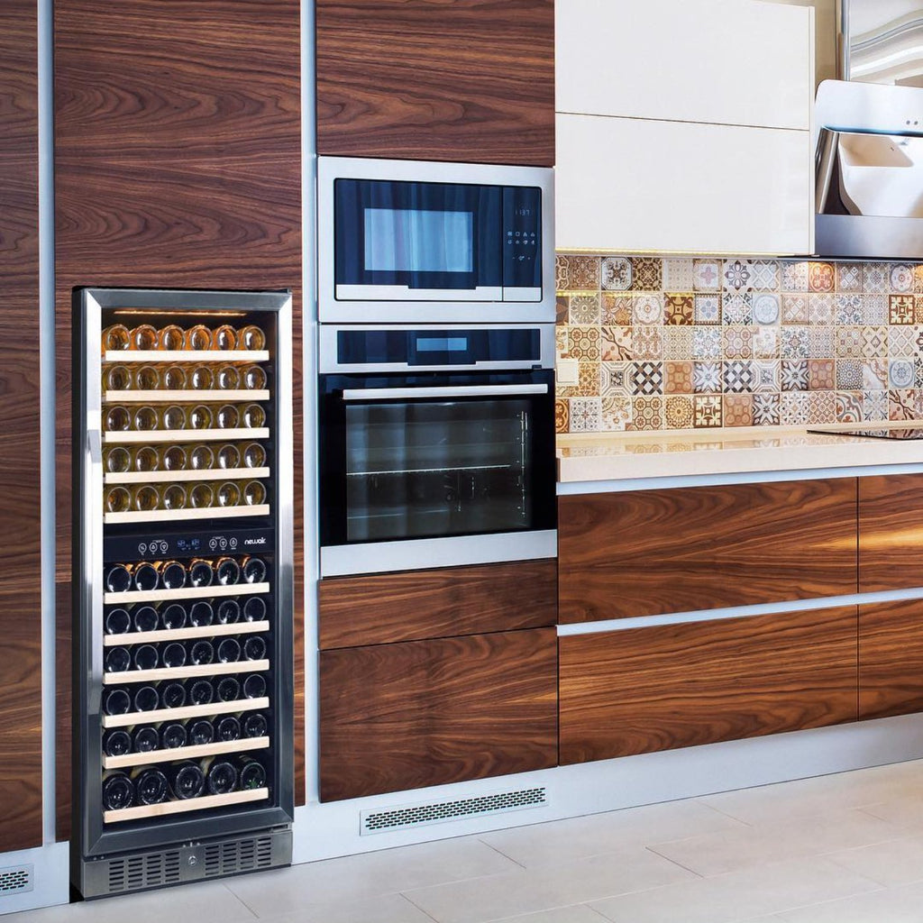 Newair - 27” 116-Bottle Dual-Zone Built-in Stainless Steel Wine Cooler (AWR-1160DB)