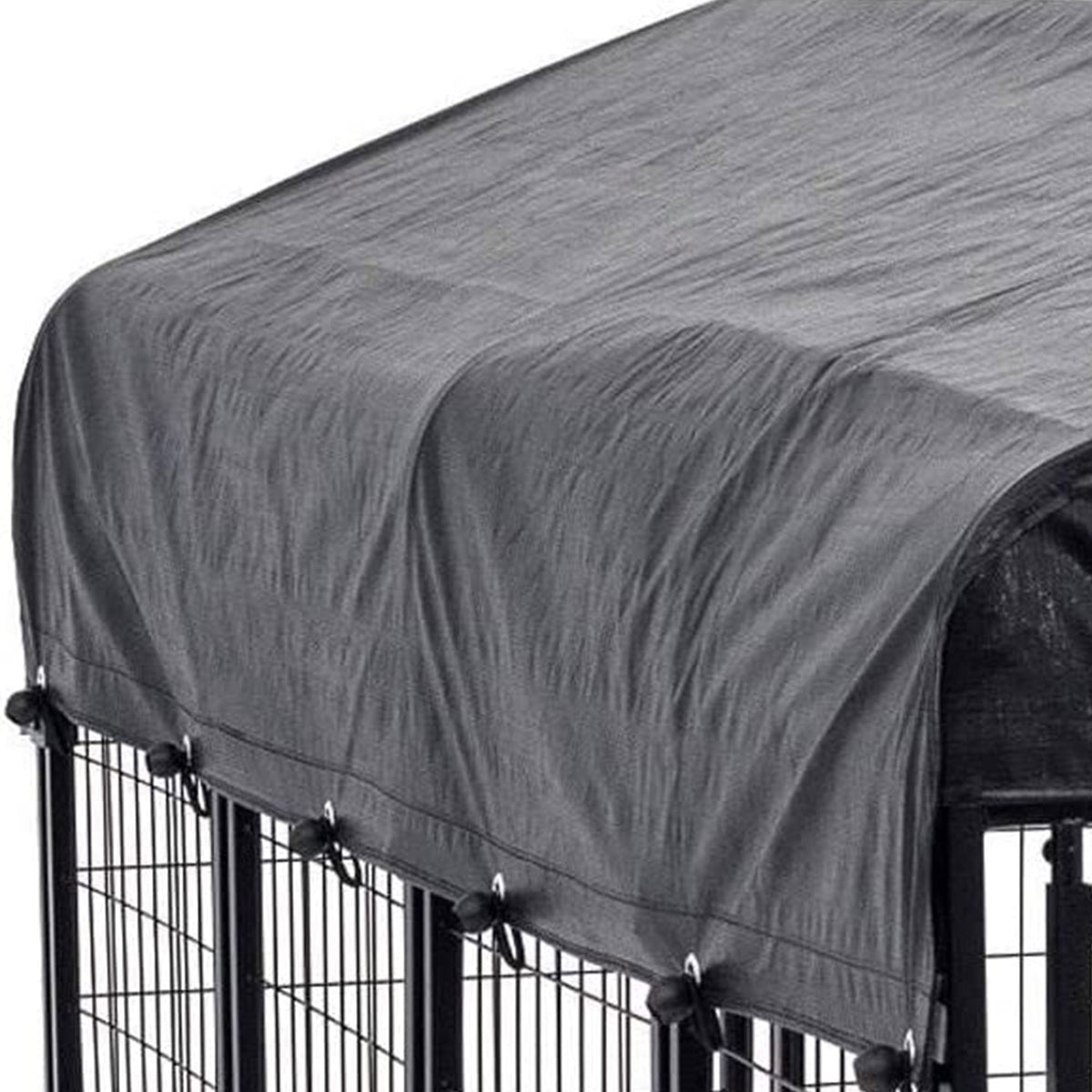 Lucky Dog Uptown Large Outdoor Covered Kennel Secure Fenced Pet Dog Crate, Black - 90333