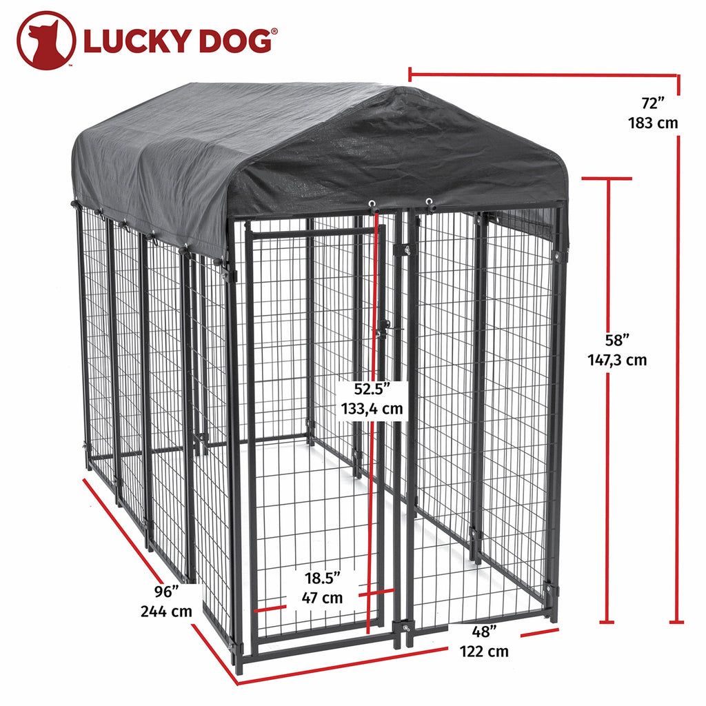 Lucky Dog Uptown Large Outdoor Covered Kennel Heavy Duty Dog Fence Pen (2 Pack) - 108451