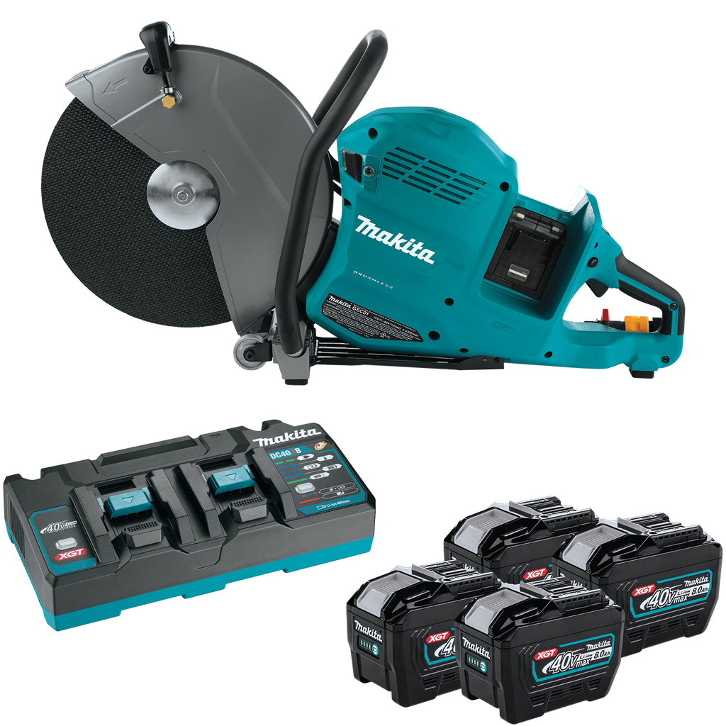 Makita 80V Max (40V Max X2) XGT Brushless 14 In. Power Cutter Kit with 4 Batteries, AFT, Electric Brake - GEC01PL4