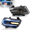 Auxbeam LED Headlight Assembly RGB Dual Beam Projector Black For 2011-2014 Dodge Charger(LD) - GD002676