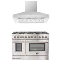 Forno 2-Piece Appliance Package - 48-Inch Dual Fuel Range & Wall Mount Hood in Stainless Stee - AP2-6156-48l