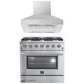 Forno 2-Piece Appliance Package - 36-Inch Gas Range & Wall Mount Hood in Stainless Steel - AP2-6244-36