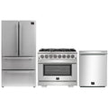 Forno 3-Piece Pro Appliance Package - 36-Inch Dual Fuel Range, French Door Refrigerator, and Dishwasher in Stainless Steel - AP3-6187-36