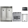 Forno 4-Piece Appliance Package - 36-Inch Gas Range, 60-Inch Pro-Style Refrigerator, 24-Inch Microwave Drawer, & 3-Rack Dishwasher in Stainless Stee - AP4-60S-6244-36-MWDl