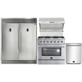 Forno 4-Piece Appliance Package - 36-Inch Gas Range, 60-Inch Pro-Style Refrigerator, Wall Mount Hood with Backsplash, & 3-Rack Dishwasher in Stainless Steel - AP4-60S-6244-36
