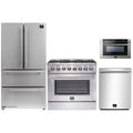 Forno 4-Piece Appliance Package - 36-Inch Dual Fuel Range, Refrigerator, 24-Inch Microwave Drawer, & 3-Rack Dishwasher in Stainless Steel - AP4-6156-36-MWD