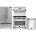 Forno 4-Piece Pro Appliance Package - 36-Inch Dual Fuel Range, French Door Refrigerator, Wall Mount Hood with Backsplash, and Dishwasher in Stainless Steel - AP4-6187-36