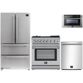 Forno 4-Piece Appliance Package - 30-Inch Dual Fuel Range with Air Fryer, Refrigerator, 24-Inch Microwave Drawer, & 3-Rack Dishwasher in Stainless Steel - AP4-6196-30-MWD