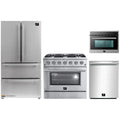 Forno 4-Piece Appliance Package - 36-Inch Gas Range, Refrigerator, 24-Inch Microwave Oven, & 3-Rack Dishwasher in Stainless Steel - AP4-6244-36-MWO