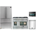 Forno 4-Piece Appliance Package - 48-Inch Gas Range, Refrigerator, 24-Inch Microwave Oven, & 3-Rack Dishwasher in Stainless Steel - AP4-6244-48-MWO