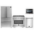 Forno 4-Piece Pro Appliance Package - 36-Inch Gas Range, Refrigerator, 24-Inch Microwave Drawer, & 3-Rack Dishwasher in Stainless Steel - AP4-6260-36-MWD