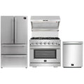 Forno 4-Piece Pro Appliance Package - 36-Inch Gas Range, Wall Mount Hood with Backsplash, 36-Inch French Door Refrigerator, and Dishwasher in Stainless Steel - AP4-6260-36