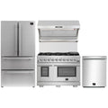 Forno 4-Piece Pro Appliance Package - 48-Inch Gas Range, Premium Hood, French Door Refrigerator, and Dishwasher in Stainless Steel - AP4-6260-48