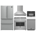 Forno 5-Piece Appliance Package - 36-Inch Gas Range, Wall Mount Range Hood, 36-Inch Refrigerator, Dishwasher, and 24-Inch Microwave Oven in Stainless Steel - AP5-6244-36-5095-24MO