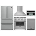 Forno 5-Piece Appliance Package - 36-Inch Gas Range, Wall Mount Range Hood, 36-Inch Refrigerator, Dishwasher, and 30-Inch Microwave Oven in Stainless Steel - AP5-6244-36-5095-30MO