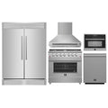 Forno 5-Piece Appliance Package - 36-Inch Gas Range, Wall Mount Range Hood, 60-Inch Refrigerator, Dishwasher, and 24-Inch Microwave Oven in Stainless Steel - AP5-6244-36-5095-60S-24MO