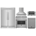 Forno 5-Piece Appliance Package - 36-Inch Gas Range, Wall Mount Range Hood, 60-Inch Refrigerator, Dishwasher, and 30-Inch Microwave Drawer in Stainless Steel - AP5-6244-36-5095-60S-30MD