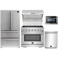Forno 5-Piece Pro Appliance Package - 36-Inch Gas Range, Refrigerator, Wall Mount Hood with Backsplash, 24-Inch Microwave Drawer, & 3-Rack Dishwasher in Stainless Steel - AP5-6260-36-MWD