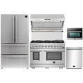 Forno 5-Piece Pro Appliance Package - 48-Inch Gas Range, Refrigerator, Wall Mount Hood with Backsplash, 24-Inch Microwave Oven, & 3-Rack Dishwasher in Stainless Steel - AP5-6260-48-MWO