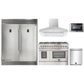 Forno 5-Piece Appliance Package - 48-Inch Dual Fuel Range, 60-Inch Pro-Style Refrigerator, Wall Mount Hood, 24-Inch Microwave Drawer, & 3-Rack Dishwasher in Stainless Steel - APD5-6156-48-H-MWD