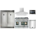 Forno 5-Piece Appliance Package - 48-Inch Gas Range, 60-Inch Pro-Style Refrigerator, Wall Mount Hood, 24-Inch Microwave Drawer, & 3-Rack Dishwasher in Stainless Steel - APD5-6244-48-H-MWD