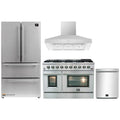 Forno 4-Piece Appliance Package - 48-Inch Gas Range, Refrigerator, Wall Mount Hood, & 3-Rack Dishwasher in Stainless Steel - APR4-6244-48-H