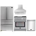 Forno 4-Piece Appliance Package - 30-Inch Gas Range with Air Fryer, Refrigerator, Wall Mount Hood, & 3-Rack Dishwasher in Stainless Steel - APR4-6276-30-H
